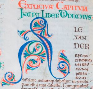 Arabesque initial, detail from MS 4